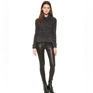 Free People Marled Twisted Cable knit Turtleneck. Cropped. Size S.